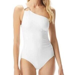 Michael Kors White One Shoulder 1 Piece Swim Suit NEW 14
